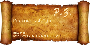 Preindl Zója névjegykártya